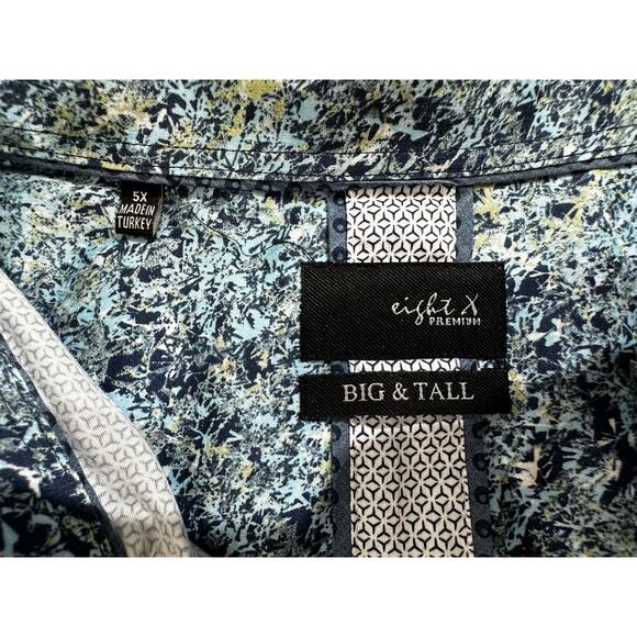 Eight X Premium Mens Shirt Size 5x Blue White Contrasting Flip Cuff Buckle NWT‎ - Picture 4 of 12